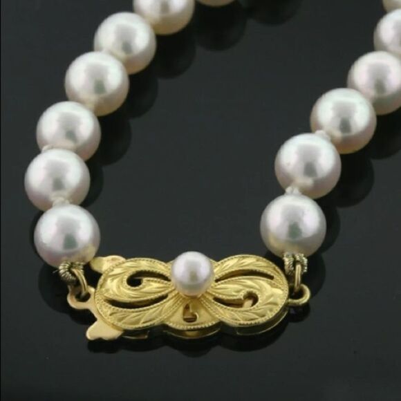 Authentic MIKIMOTO Pearl Strand Necklace 26" 18k Yellow Gold 5.5mm - 6mm - Picture 3 of 8